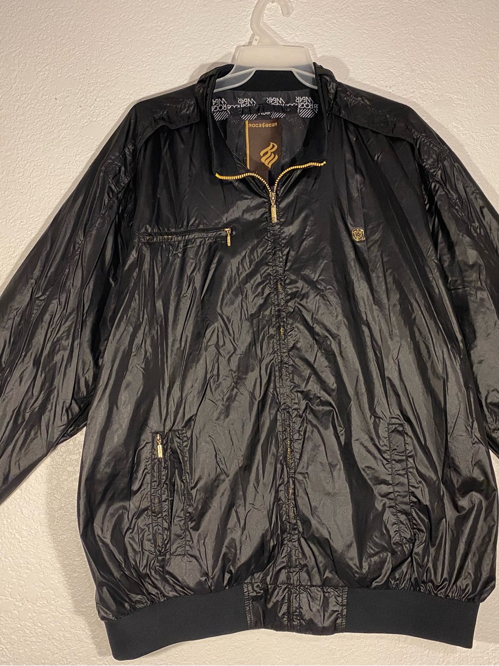 Rocawear Black Windbreaker with Gold Accents